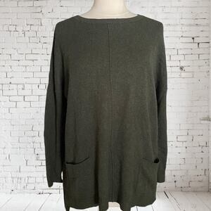 C by Bloomingdale's Cashmere Tunic Sweater Sz M Lagenlook Long Length w Pockets